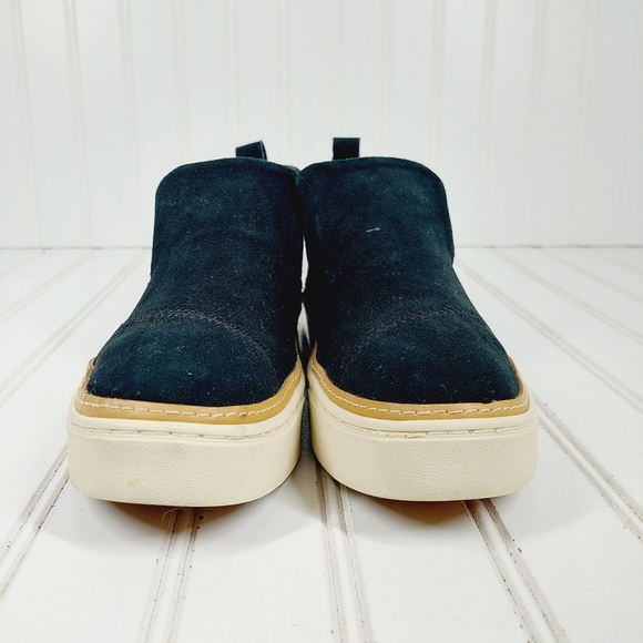 Toms Paxton Black Suede Slip On Pull Tab Casual Flat Comfy Sneakers E711 - Picture 3 of 11